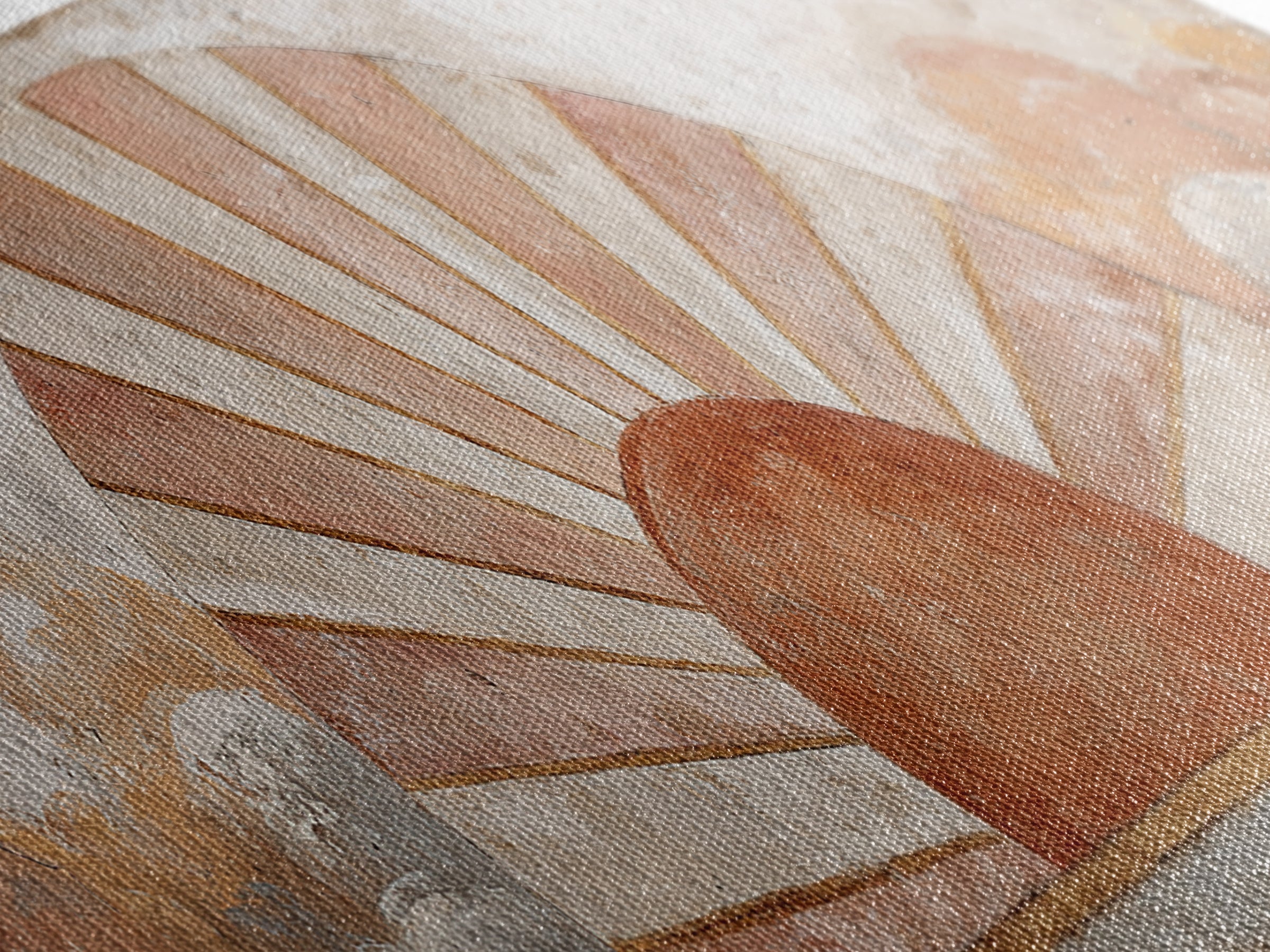 Sun Motif with Warm Terracotta Rays Canvas Print, Patio Art, Garden Decor, Patio Decor, Abstract Art, Outdoor, Beach Art, PAT-3x1-34