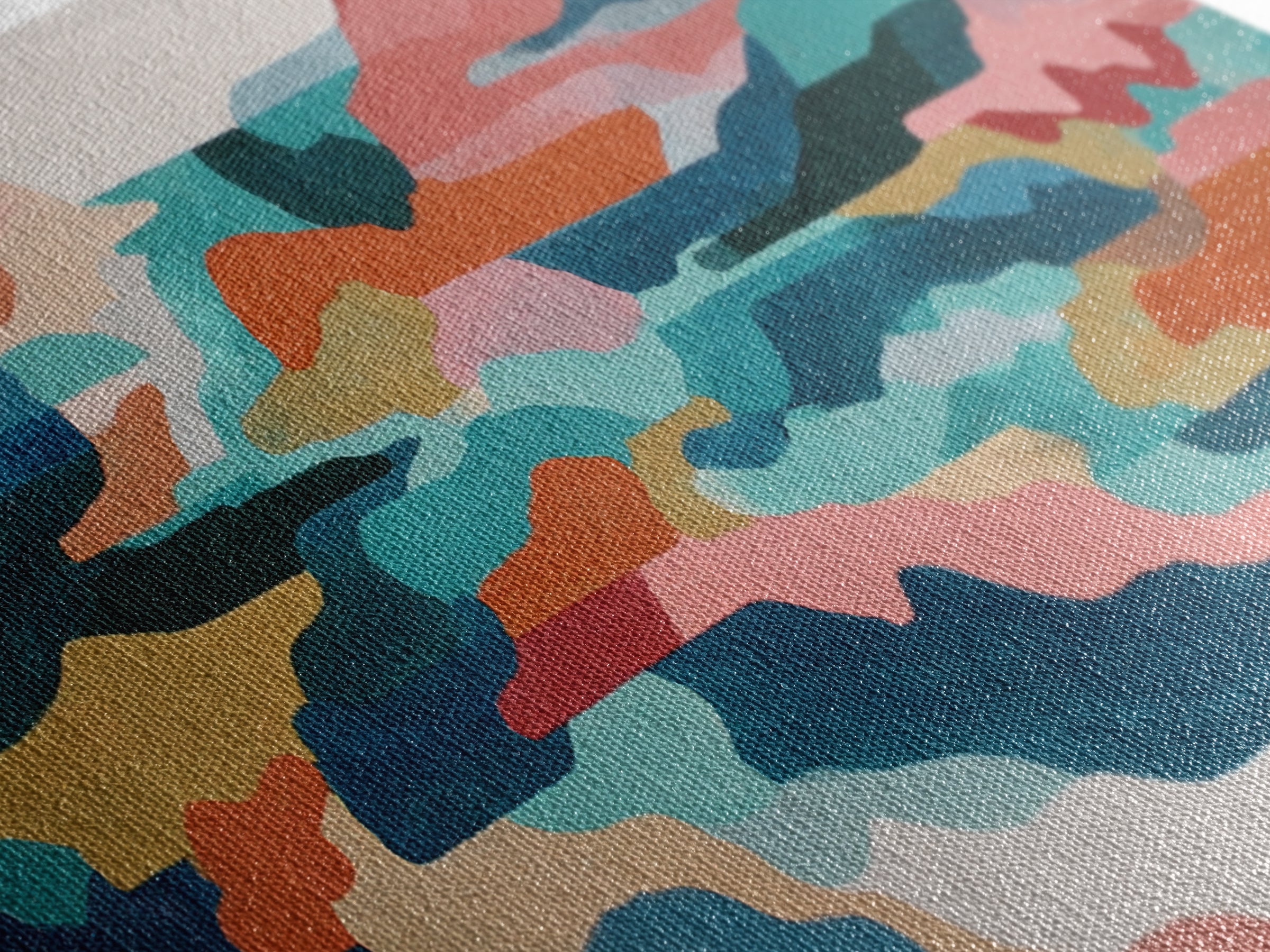 Bright Coral and Turquoise Abstract for Outdoors Canvas Print, Patio Art, Floral Art, Patio Decor, Abstract Art, Outdoor, PAT-3x1-4