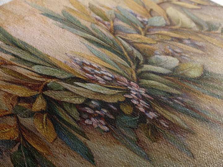 Olive Branch Wreath on Warm Plaster Canvas Print, Patio Art, Beach Art, Patio Decor, Fine Art, Outdoor, Neutral Decor, PAT-3x1-49