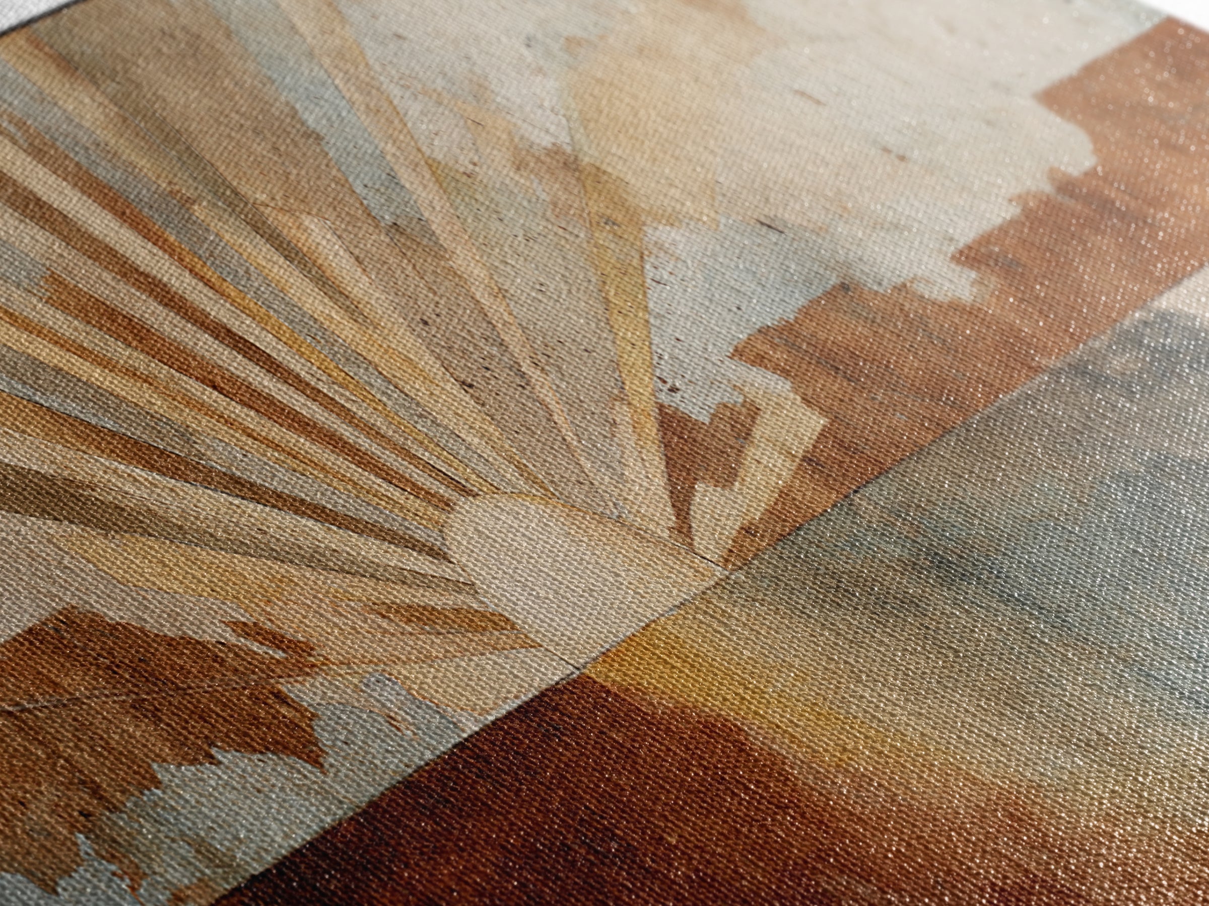 Sun Motif with Warm Terracotta Rays Framed Canvas Print, Patio Art, Outdoor Wall Decor, Patio Decor, Fine Art, Outdoor, PAT-3x1-58