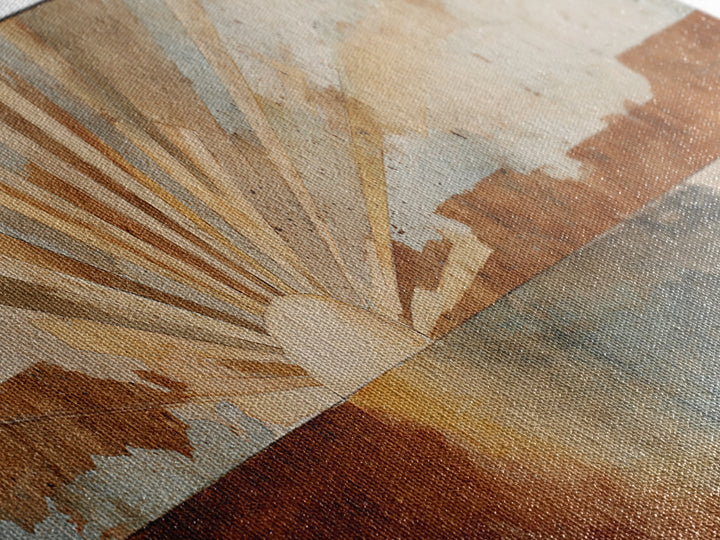Sun Motif with Warm Terracotta Rays Framed Canvas Print, Patio Art, Outdoor Wall Decor, Patio Decor, Fine Art, Outdoor, PAT-3x1-58