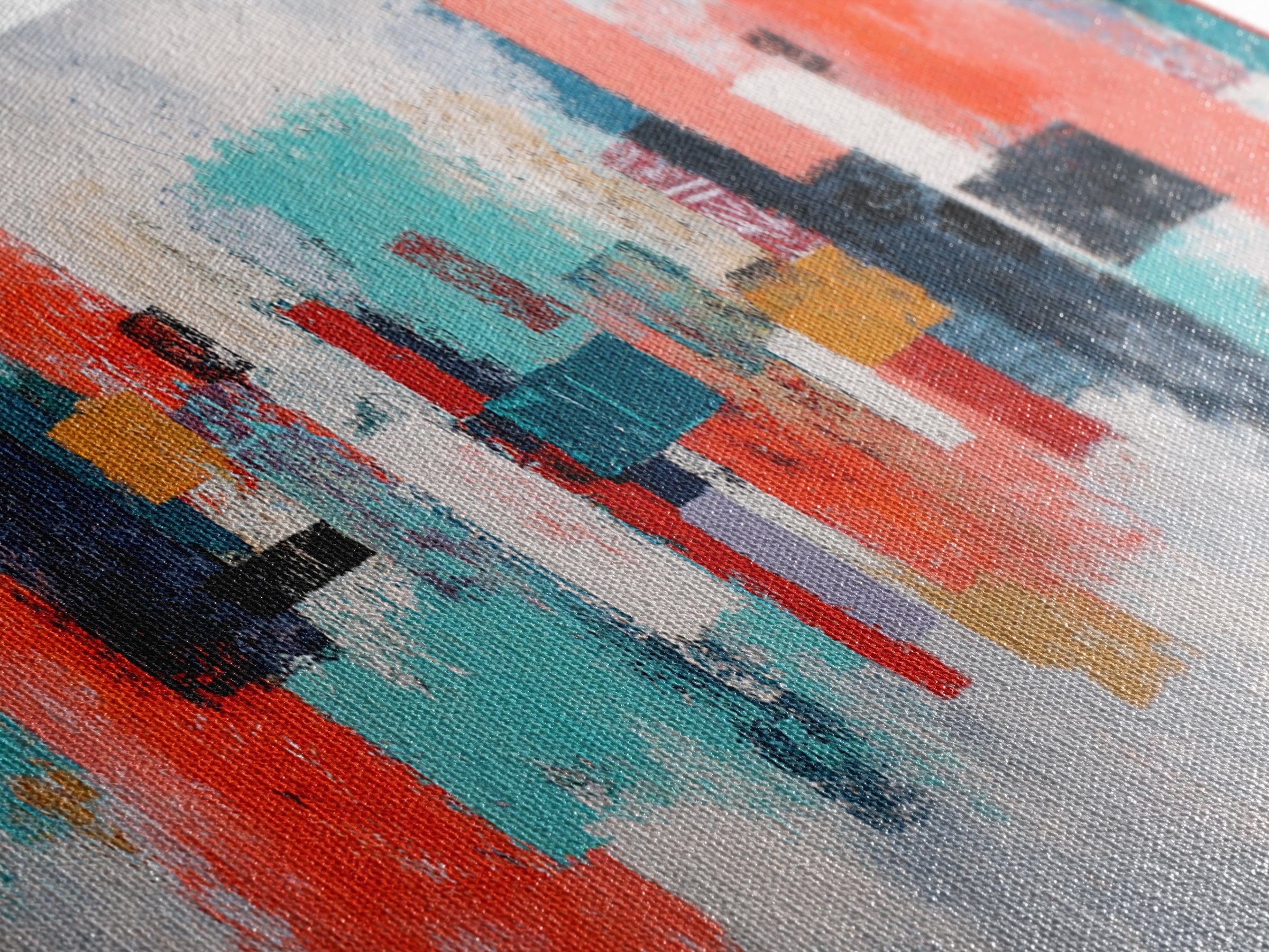 Bright Coral and Turquoise Abstract for Outdoors Canvas Print, Patio Art, Home Decor, Patio Decor, Fine Art, Outdoor, PAT-3x1-76