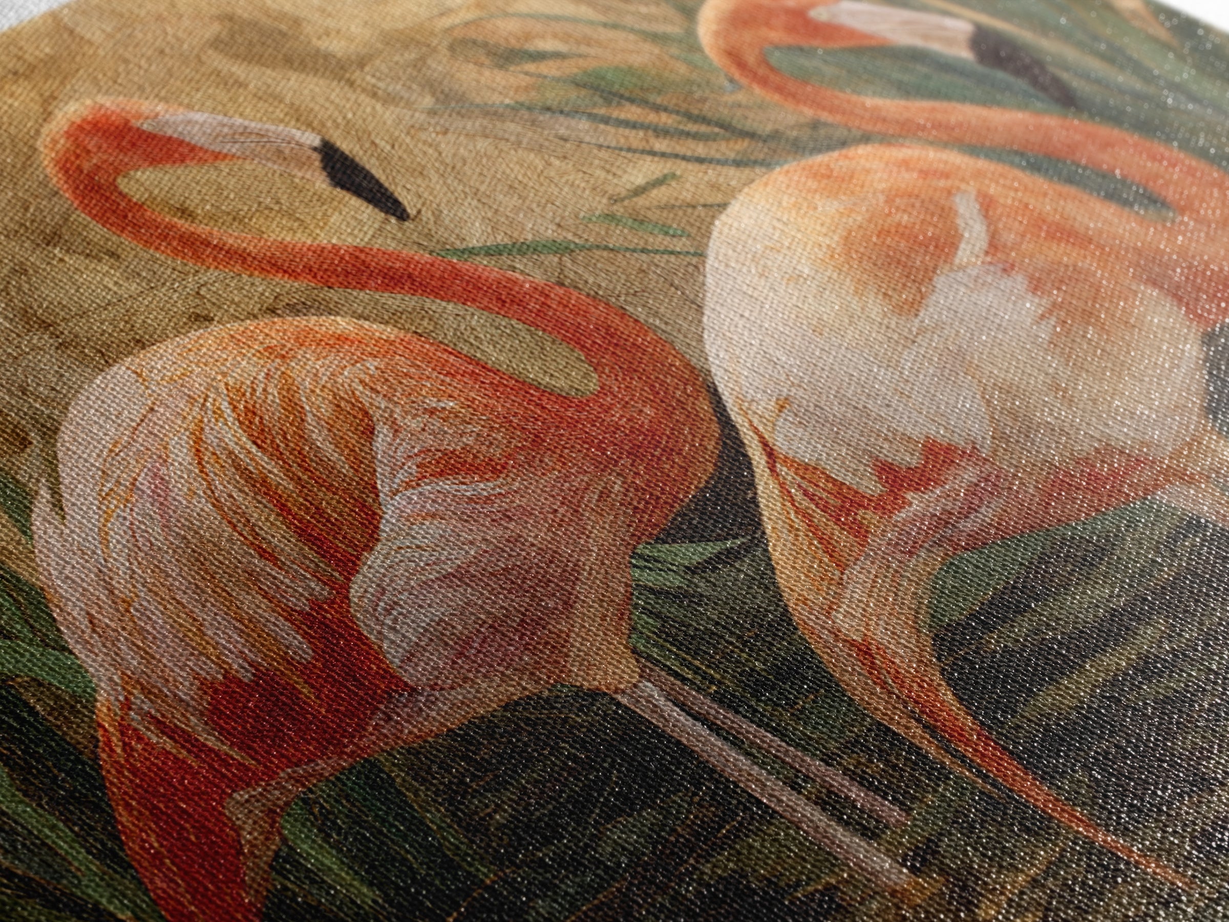 Flamingo Pair Beside Shallow Water Framed Canvas Print, Patio Art, Garden Decor, Patio Decor, Fine Art, Outdoor, Beach Art, PAT-3x2-14