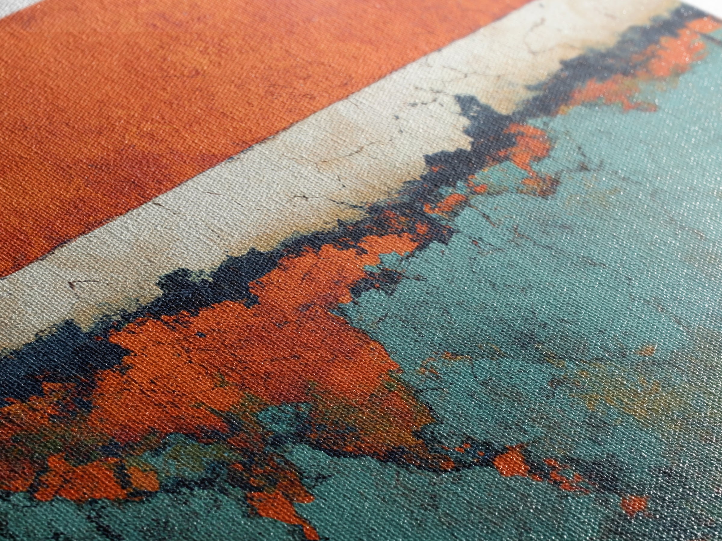 Bright Coral and Turquoise Abstract for Outdoors Canvas Print, Patio Art, Floral Wall Art, Patio Decor, Abstract Art, Outdoor, PAT-3x2-16