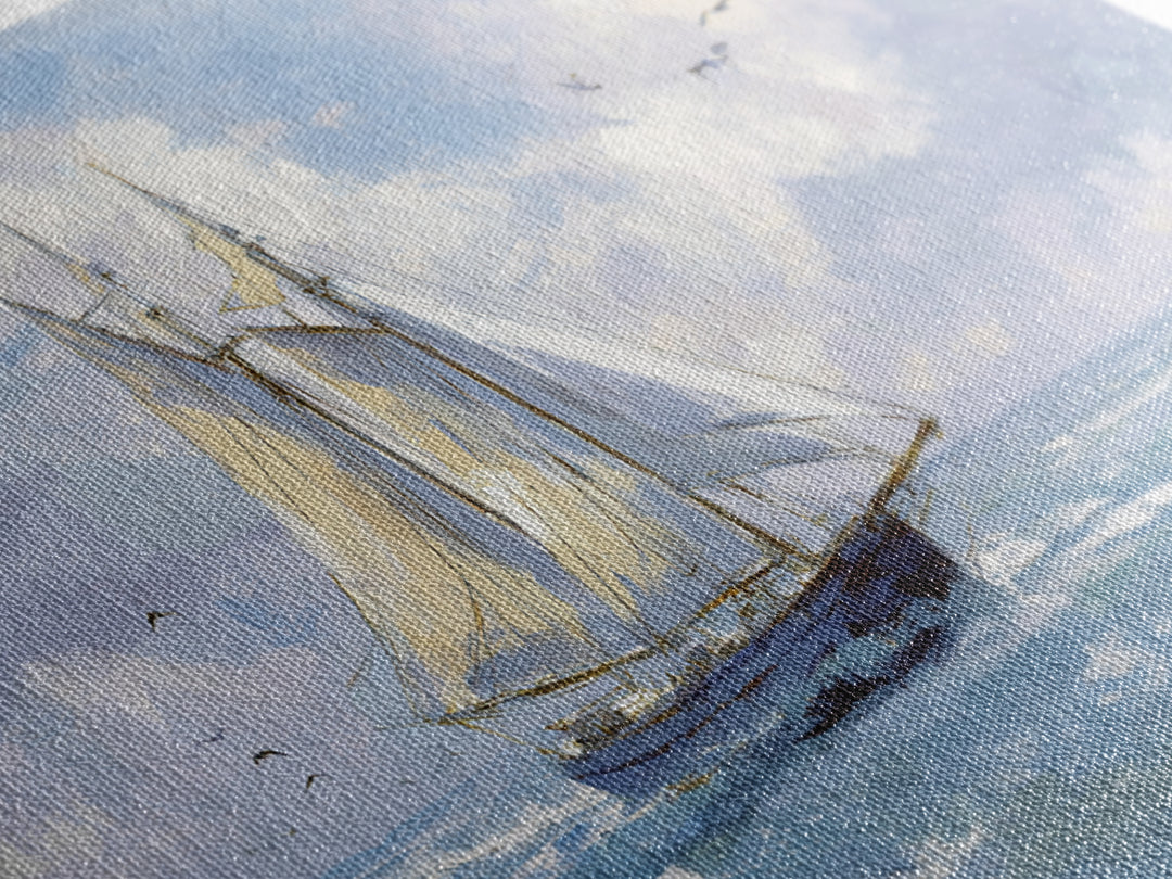 Sailboat on a Breezy Summer Horizon Canvas Print, Patio Art, Textured Painting, Patio Decor, Outdoor, Outdoor Wall Art, PAT-3x2-67