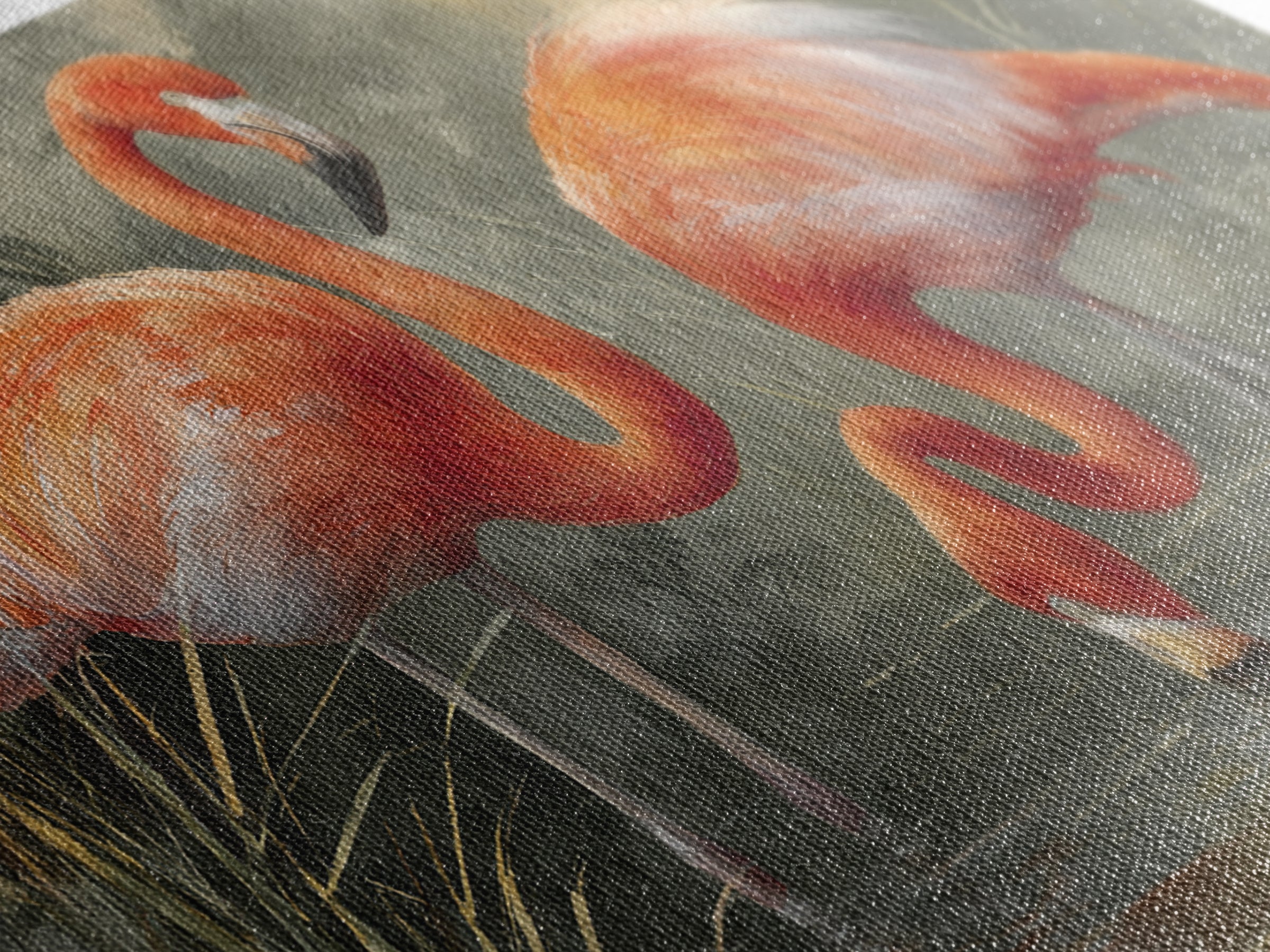 Flamingo Pair Beside Shallow Water Framed Canvas Print, Patio Art, Patio Decor, Fine Art, Outdoor, Gallery Decor, Neutral Decor, PAT-3x2-86