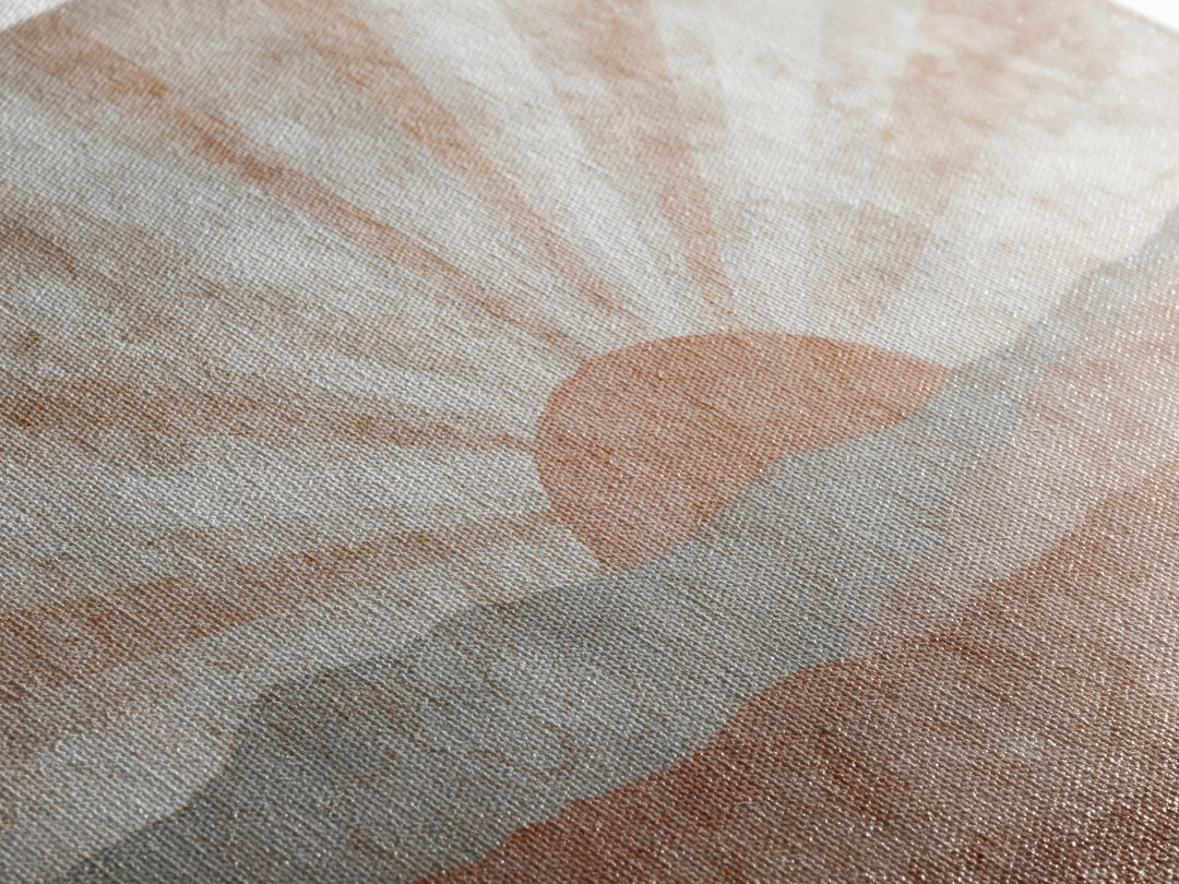 Sun Motif with Warm Terracotta Rays Canvas Print, Patio Art, Beach House Decor, Patio Decor, Abstract Art, Outdoor, PAT-3x2-94