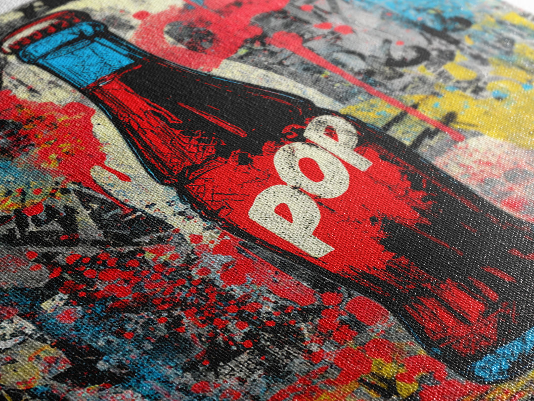 Retro Soda Bottle Framed Canvas Print, Pop Art, Bedroom Decor, Living Room Decor, Fine Art, Pop, 3d Art, Graffiti Art, POP-1x1-27