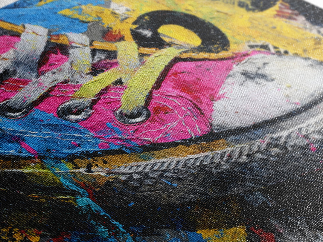 Sneaker Closeup in Bright Pop Colors Framed Canvas Print, Pop Art, Mexican Art, Living Room Decor, Oil Painting, Pop, POP-1x1-43