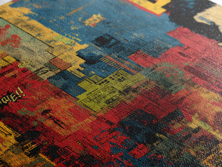 Comic Book City Skyline Canvas Print, Pop Art, 3d Art, Living Room Decor, Abstract Art, Pop, Textured Painting, POP-1x1-5