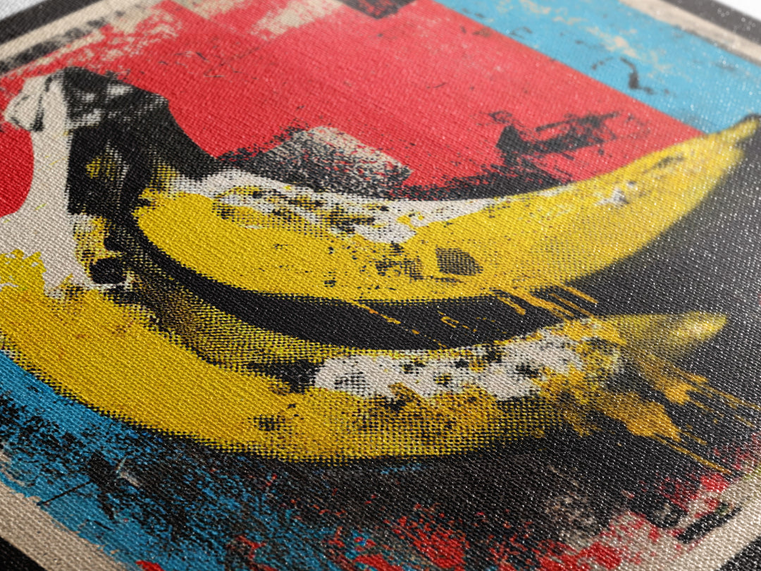 Bright Banana Still Life Framed Canvas Print, Pop Art, Eclectic Home Decor, Living Room Decor, Fine Art, Pop, Minimalist Decor, POP-1x1-74