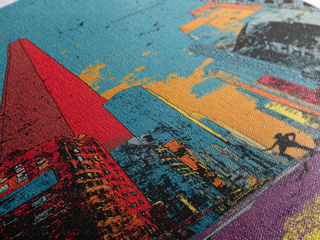 Comic Book City Skyline Canvas Print, Pop Art, Room Decor, Living Room Decor, Fine Art, Pop, Pet Portrait, Original Painting, POP-1x3-17