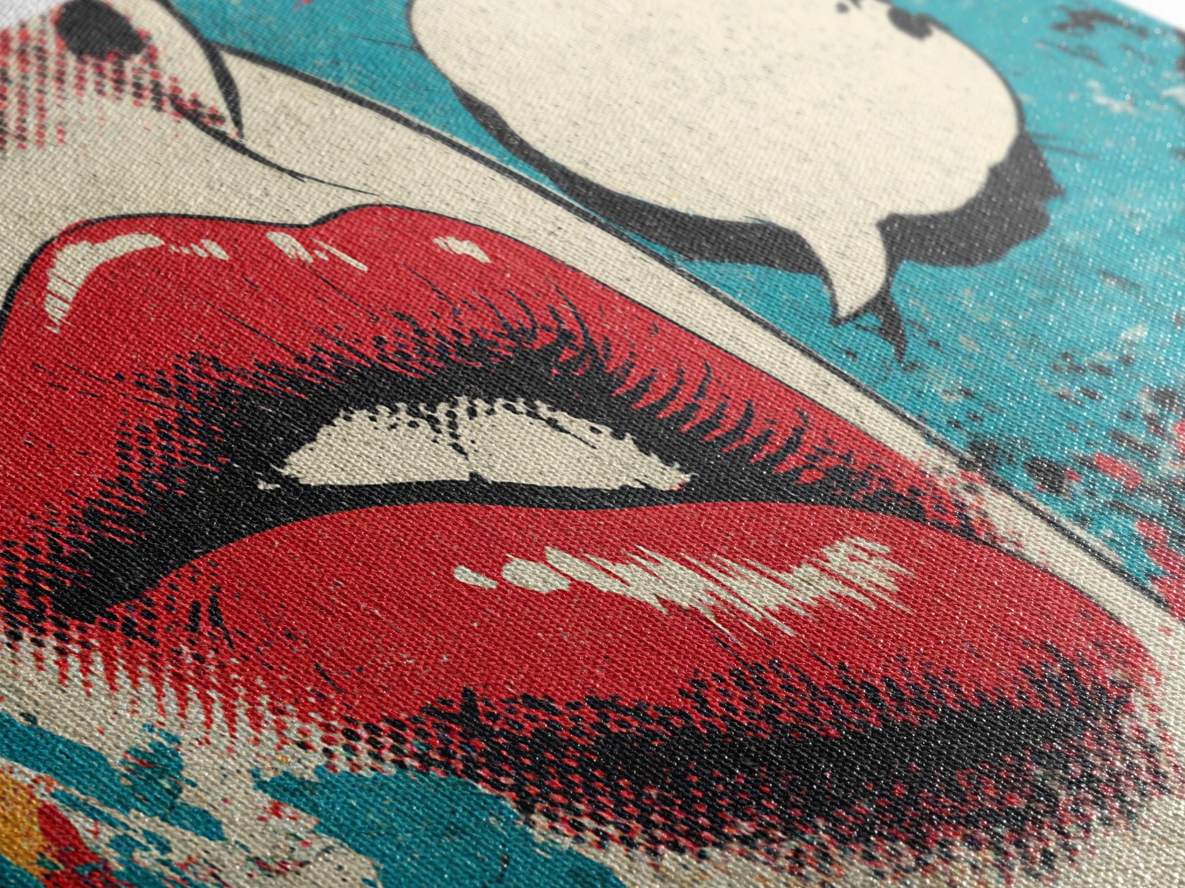 Bold Comic Lips Canvas Print, Pop Art, Wall Art, Living Room Decor, Oil Painting, Pop, Original Art, Canvas Wall Art, POP-2x1-21