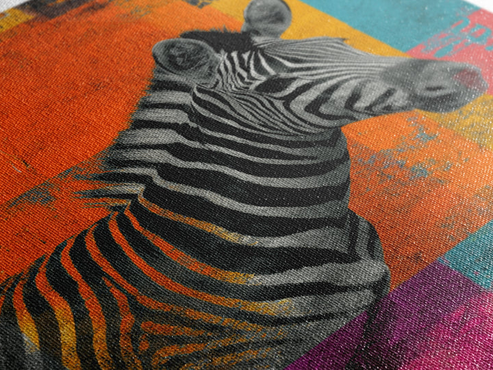 Zebra in Rainbow Pop Pattern Canvas Print, Pop Art, Painting, Living Room Decor, Fine Art, Pop, Apartment Decor, Dopamine Decor, POP-2x3-45