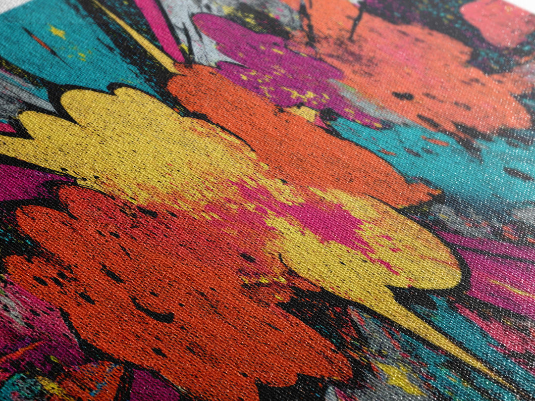 Exploding Starburst Shapes Without Text Canvas Print, Pop Art, Canvas Painting, Living Room Decor, Pop, Statement Artwork, POP-3x1-98