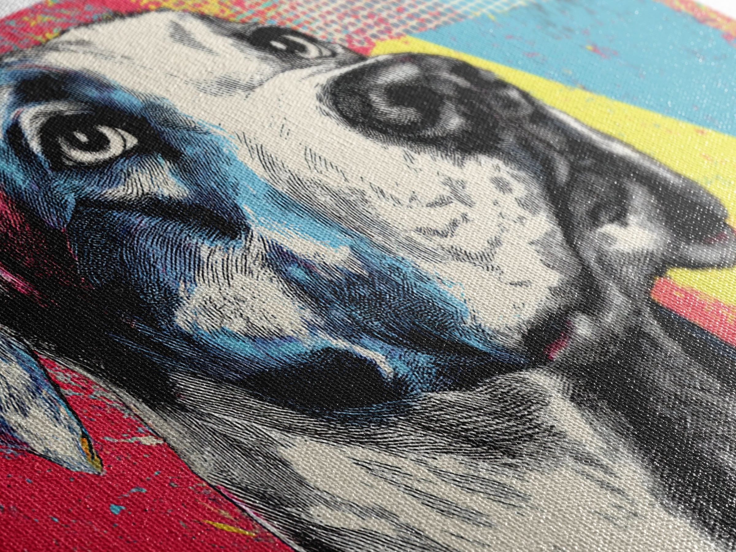 Pop Art Dog Portrait Framed Canvas Print, Pop Art, Art Print, Living Room Decor, Fine Art, Pop, Custom Portrait, Pet Portrait, POP-3x2-59