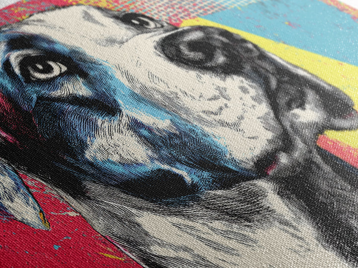 Pop Art Dog Portrait Framed Canvas Print, Pop Art, Art Print, Living Room Decor, Fine Art, Pop, Custom Portrait, Pet Portrait, POP-3x2-59