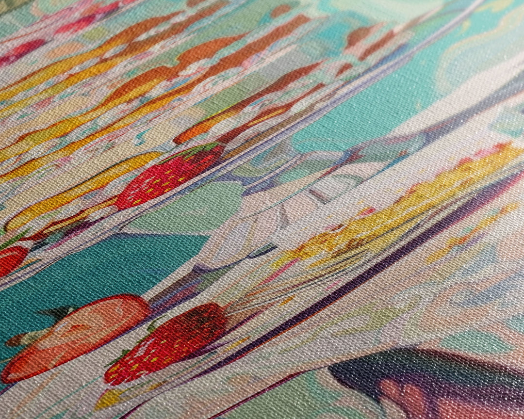 Cake Wall Art Framed and Printed on Canvas, Wall Art for Kitchen or Bakery, Food Art Print, Tall and Narrow Colorful Art for Kitchen