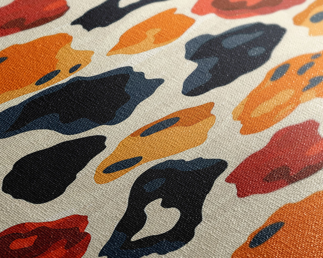 Retro Art Deco Cheetah Print Wall Art, Framed Canvas Print, MCM Style, Mid-century Modern Wall Art, Living Room Art, 70s Style Decor