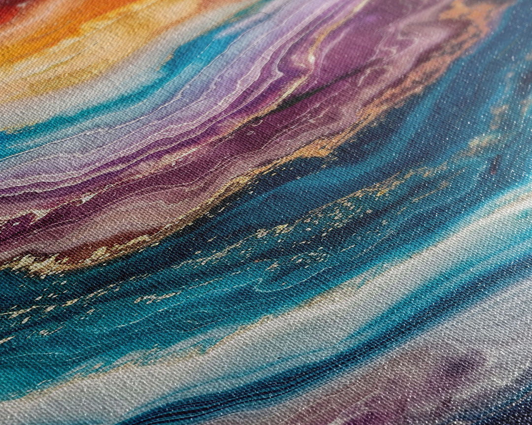 Multicolor Layered Geode Art - Framed Canvas Print, Midcentury Modern Skinny Art, Tall Wall Art for Living Room or Bedroom Decor