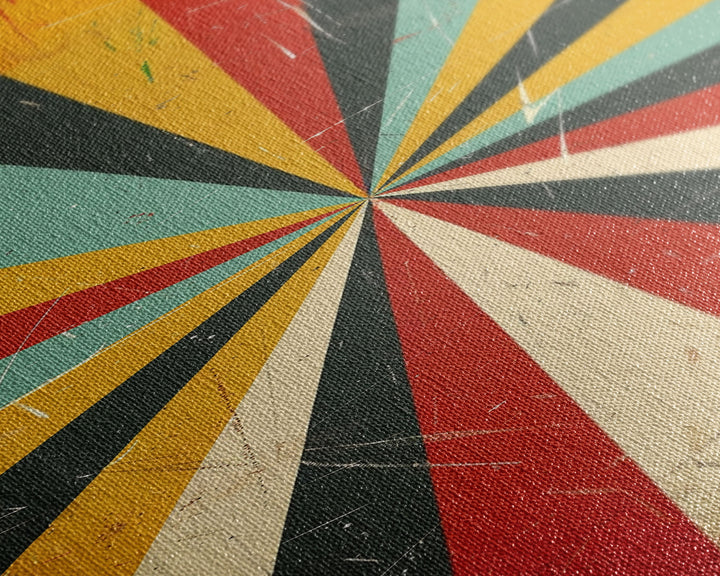 Retro MCM Style Starburst, Trippy Decor, Grunge Decor, Distressed Wall Art