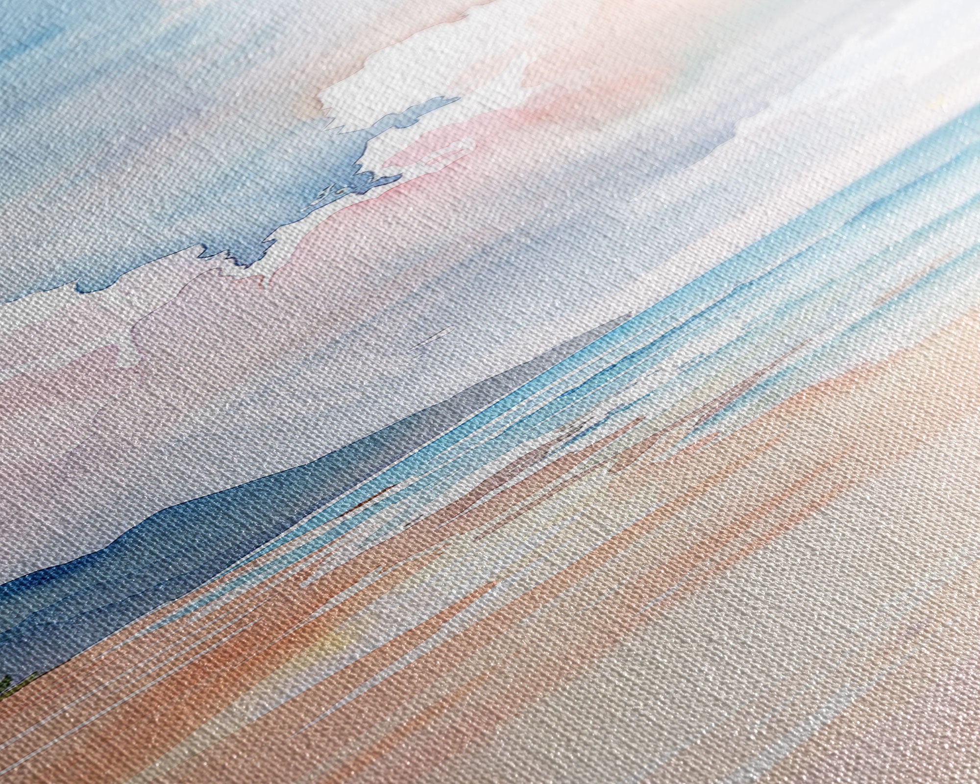 Gentle Shoreline Watercolor Art - Framed Canvas Print, Farmhouse Art, Boho Art, Skinny Art, Tall Art, Living Room Decor, Beach Wall Art for Home Decor