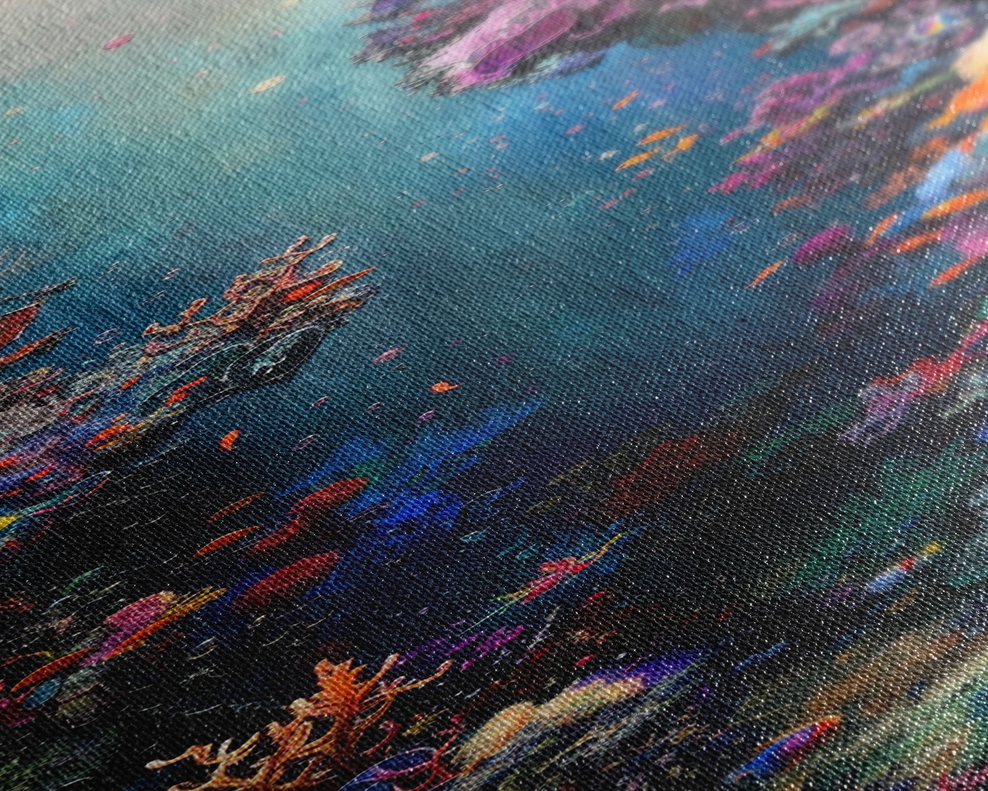 Deep Sea Adventure with Colorful Coral Reefs, Skinny and Tall Art, Stunning Framed Canvas Print, Underwater Landscape Wall Art