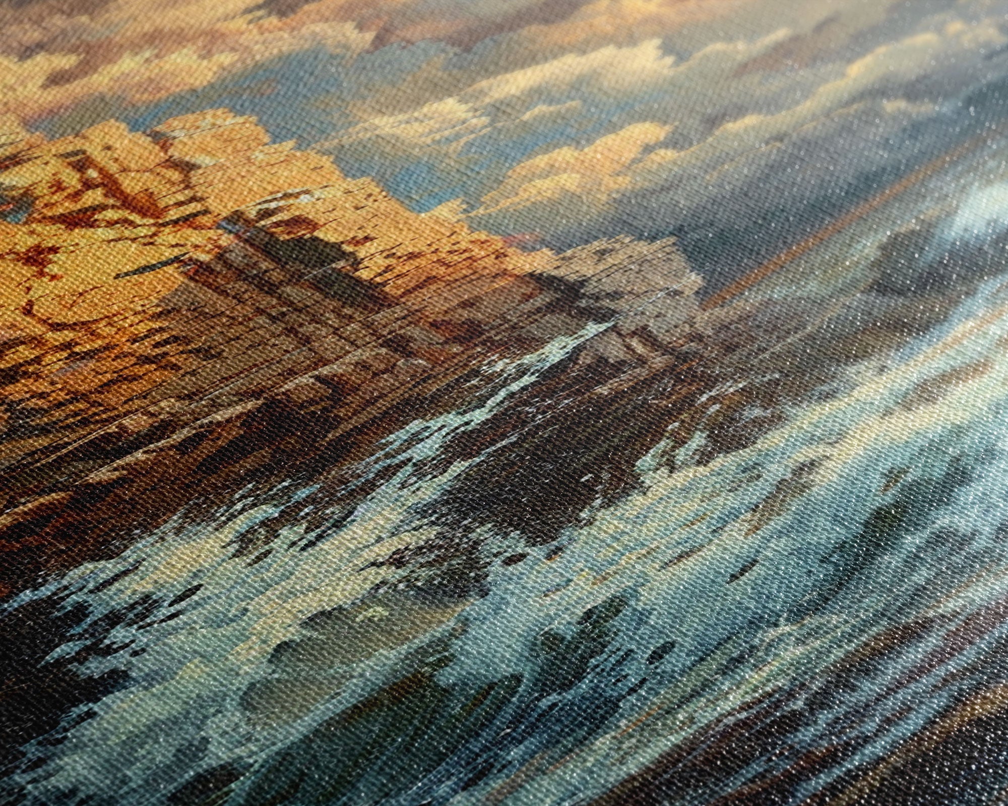 Majestic Cliffside and Crashing Waves in a Coastal Landscape on a Framed Canvas Print Tall Art Piece