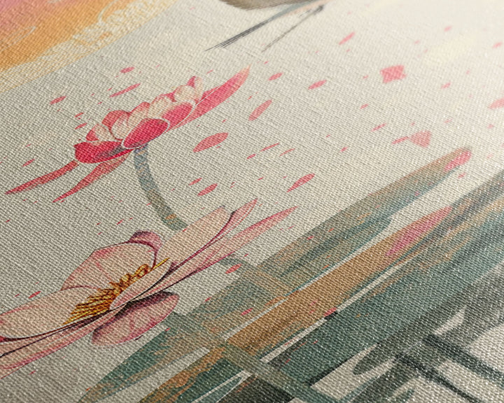 Autumn Maple Leaves Falling Tall Skinny Japanese Wall Art - Framed Canvas Print in Ukiyo-e Style