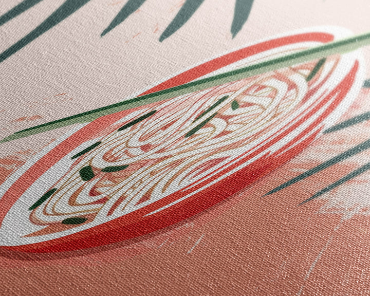 Ramen Noodles Japanese Cuisine Art On Framed Canvas Print In Ukiyo-e Style Tall Skinny Culinary Wood Block Wall Decor