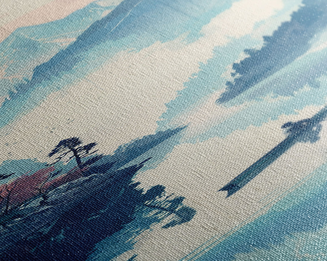 Serene Rowboat On A Misty Lake With Mountains – Framed Canvas Print Showcasing Skinny Art With Ukiyo-E Art And Japanese Style Art Tall Art