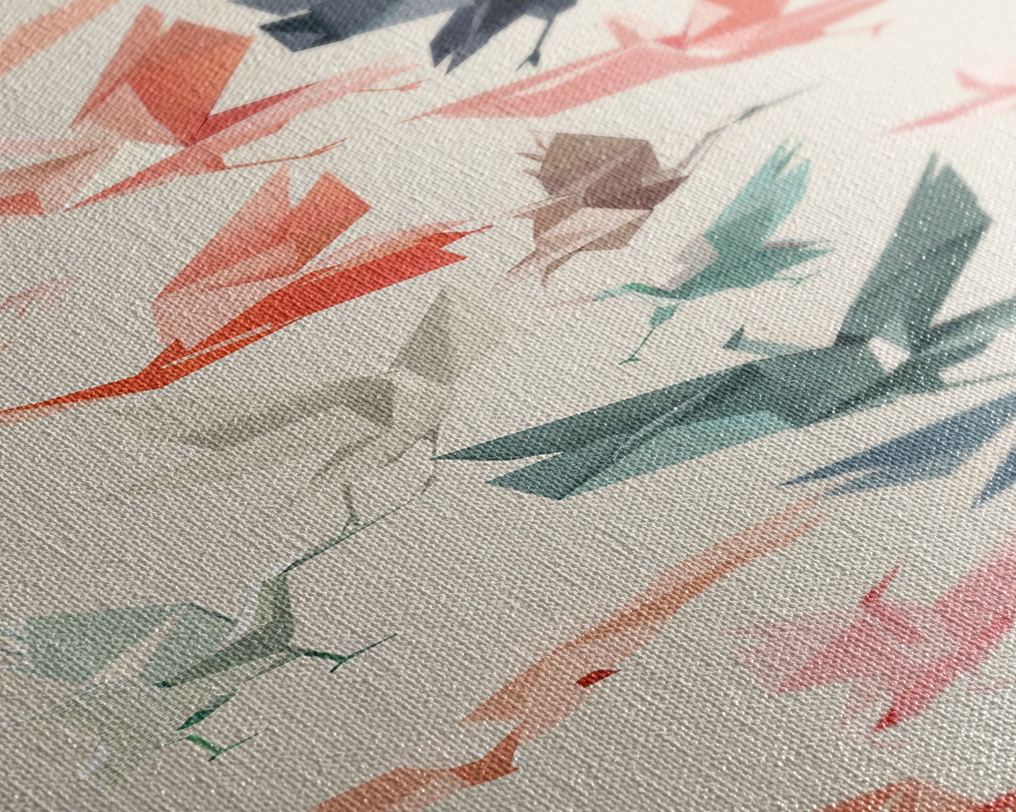 Origami Crane Birds Skinny Art Tall Art Japanese Ukiyo-e Inspired Framed Canvas Print Perfect for Modern Minimalist Spaces