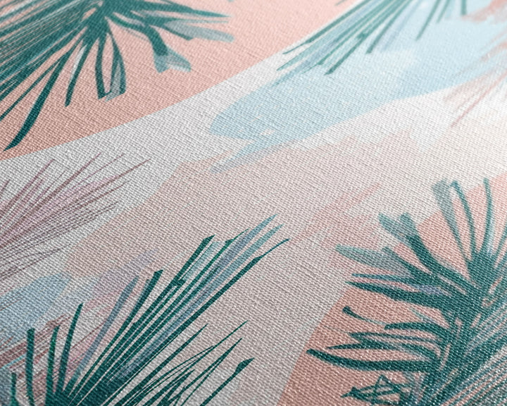 Elegant Pine Branches on Soft Pastel Background - Skinny Art, Japanese Wall Decor, Framed Canvas Print, Ukiyo-e Style