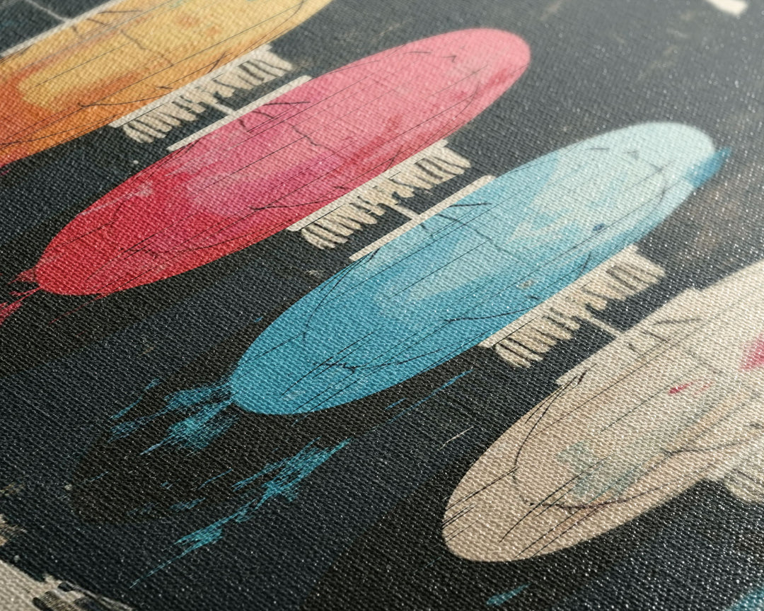 Colorful Lanterns Hanging in a Vertical Row with Abstract Background - Skinny Art, Japanese Wall Decor, Framed Canvas Print, Ukiyo-e Style