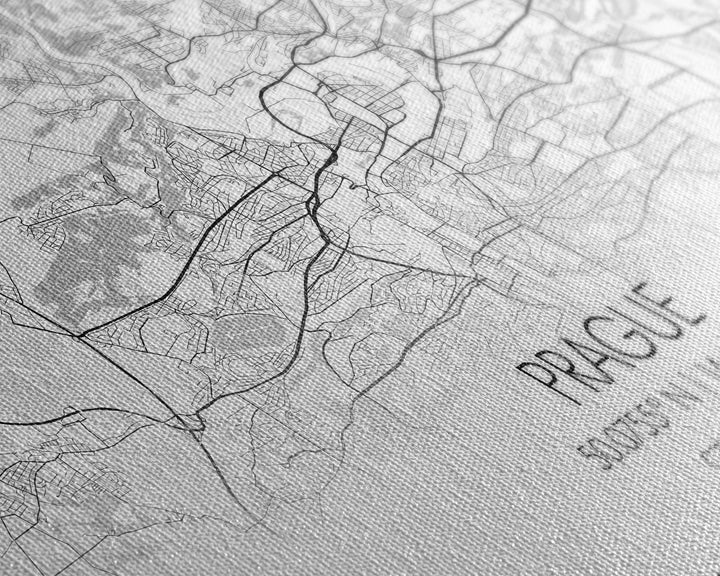Prague City Map, Czech Republic Art, Map Print, Minimalist Wall Art, Wall Art, Canvas Art, First Home Gift, Indie Room Décor, Military Décor