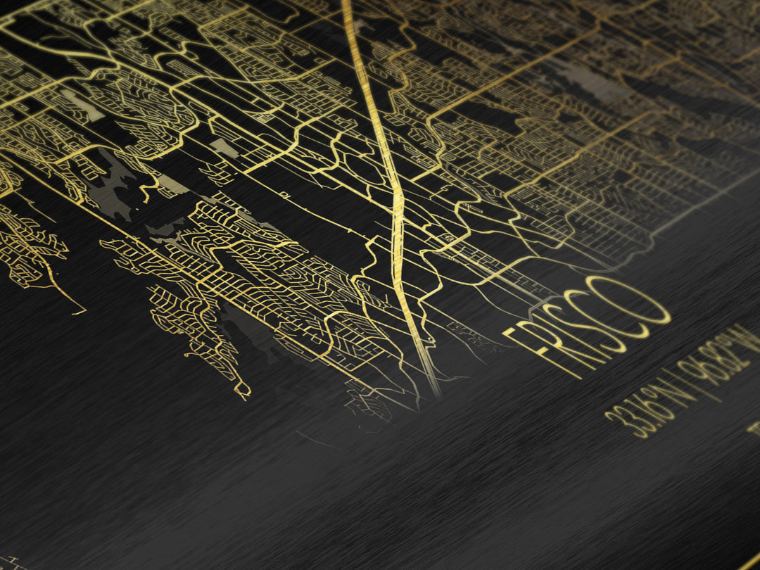 Frisco Texas City Poster, Panoramic street map, black and gold, Metallic Gold Art, Metal Art, wood framed map, Wall Art, Best Friend Gifts