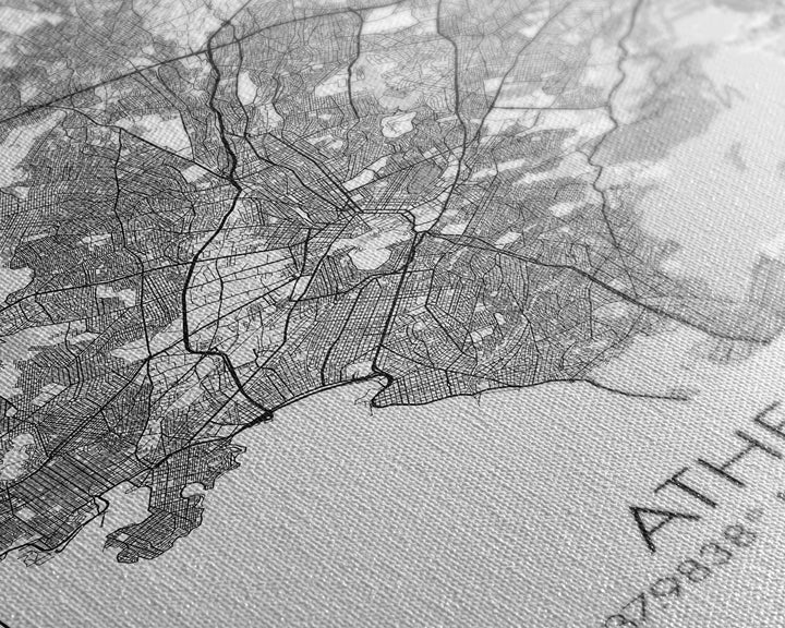Athens Street Map, Greece Map, Travel Wall Art, Friendship Gift, Bedroom Art, Minimalist Art, Wall Art, Canvas Print, Canvas Wall Art