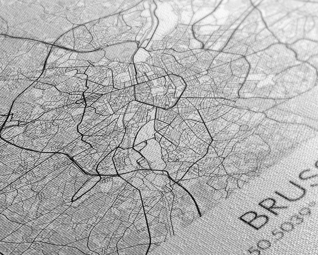Brussels Street Map, Belgium Map, City Map Art, Modern Art, Wall Art, Canvas Print, Canvas Wall Art, Birthday Gift, Living Room Décor
