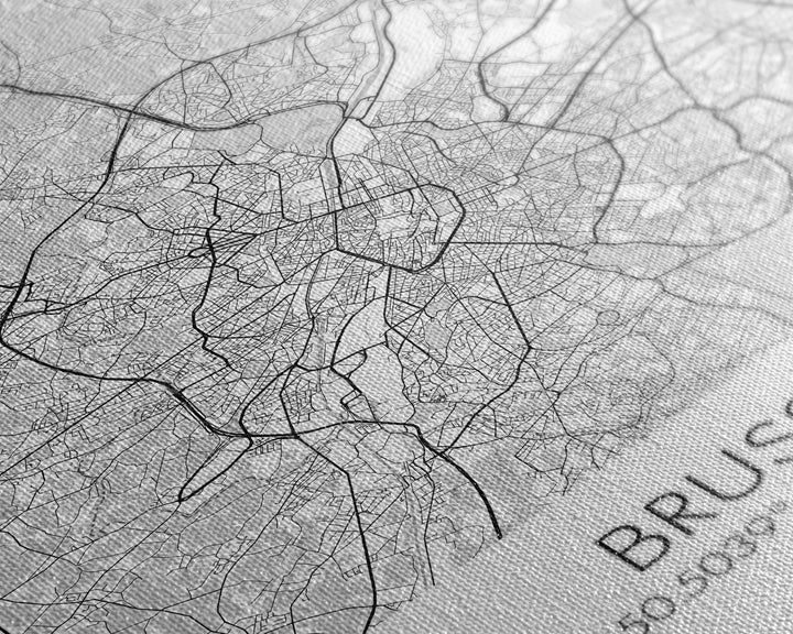 Brussels Street Map, Belgium Map, City Map Art, Modern Art, Wall Art, Canvas Print, Canvas Wall Art, Birthday Gift, Living Room Décor