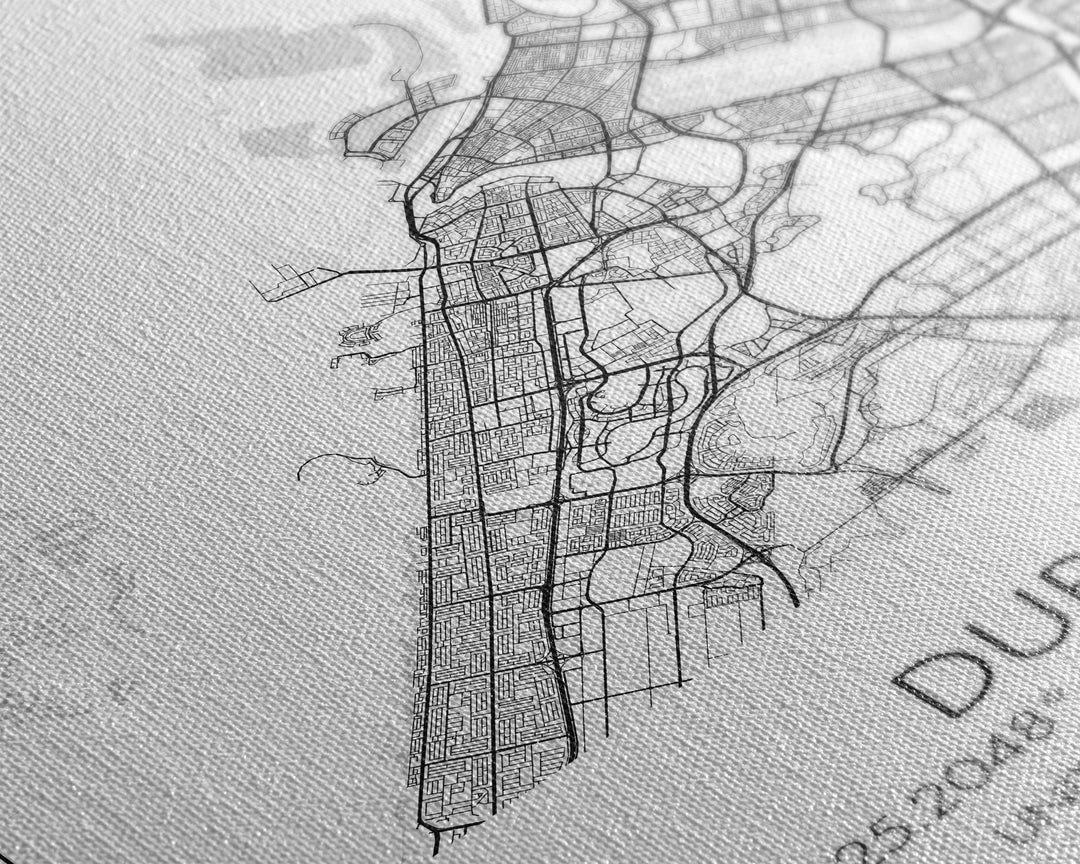 Dubai Street Map, UAE Map, City Map Art, Minimalist Art, Wall Art, Canvas Print, Aviation Gift, Travel Art, Office Décor, Unique Wall Art