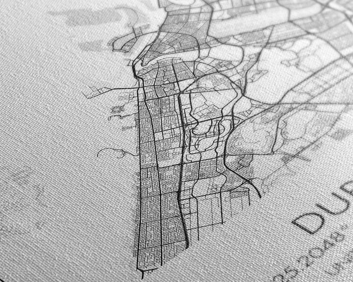 Dubai Street Map, UAE Map, City Map Art, Minimalist Art, Wall Art, Canvas Print, Aviation Gift, Travel Art, Office Décor, Unique Wall Art