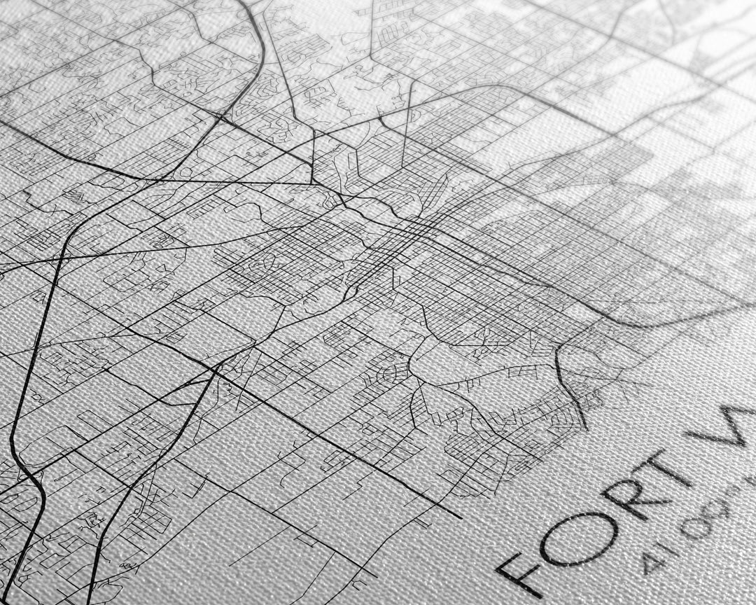 Fort Wayne Street Map, Indiana Map, City Map Art, Minimalist Art, Wall Art, Canvas Print, Office Wall Décor, Gifts For Him, Travel Print
