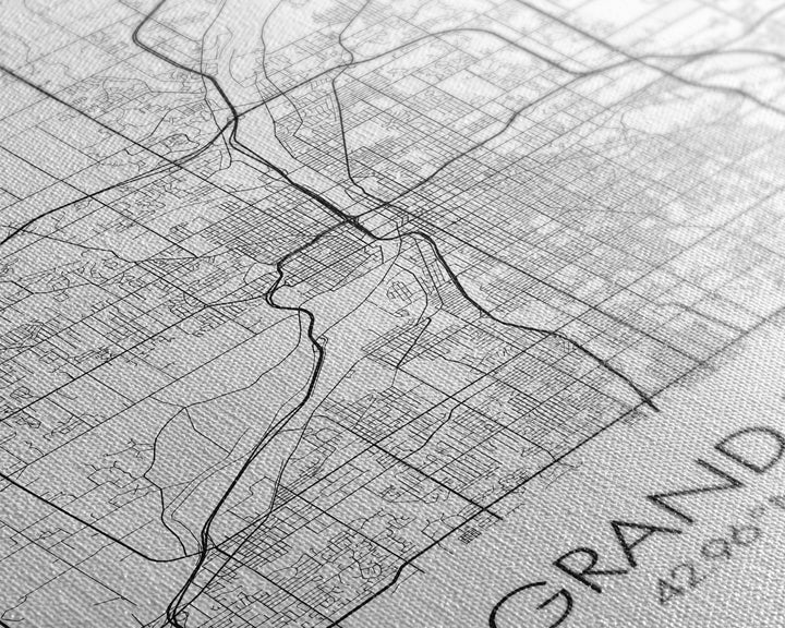 Grand Rapids Street Map, Michigan Map, City Map Art, Minimalist Art, Wall Art, Canvas Print, Black And White, Travel Art, Office Wall Art