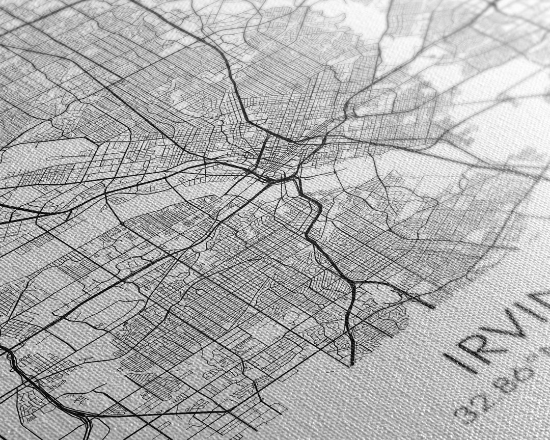 Irving Street Map, Texas Map, City Map Art, Minimalist Art, Wall Art, Canvas Print, Travel Wall Art, Birthday Gift, Bedroom Wall Art