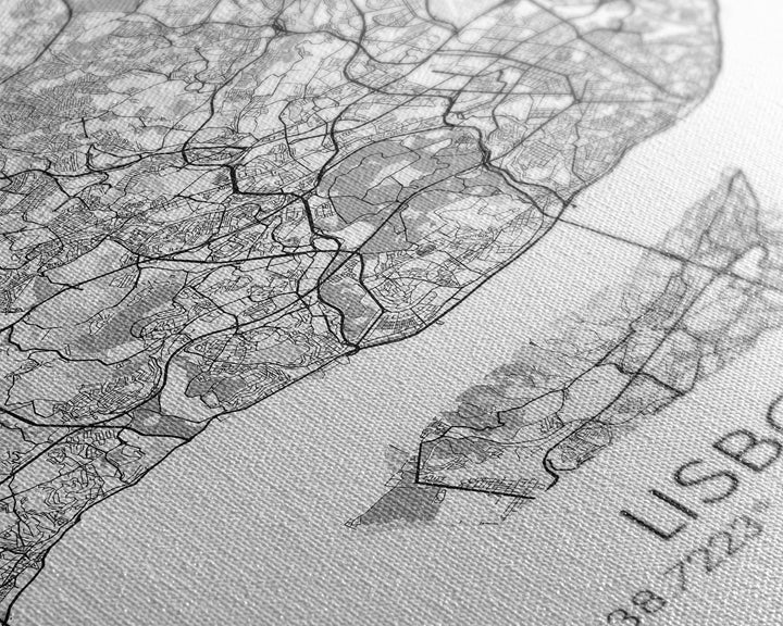 Lisbon Street Map, Portugal Map, City Map Art, Modern Wall Art, Wall Art, Canvas Print, Travel Décor, Above Bed Art, Gift For Couples