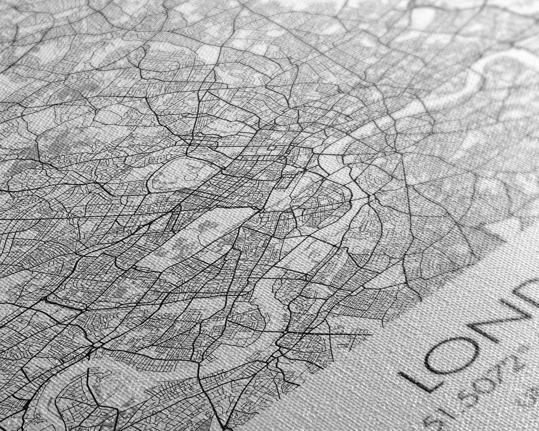 London Street Map, United Kingdom Map, City Map Art, Modern Wall Art, Wall Art, Canvas Print, Travel Art, Home Wall Décor, Bon Voyage Gift