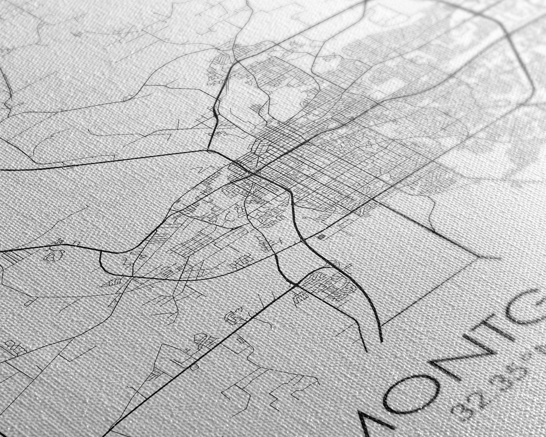 Montgomery Street Map, Alabama Map, City Map Art, Modern Art, Wall Art, Canvas Print, Bedroom Print, Family Gift, Travel Wall Décor
