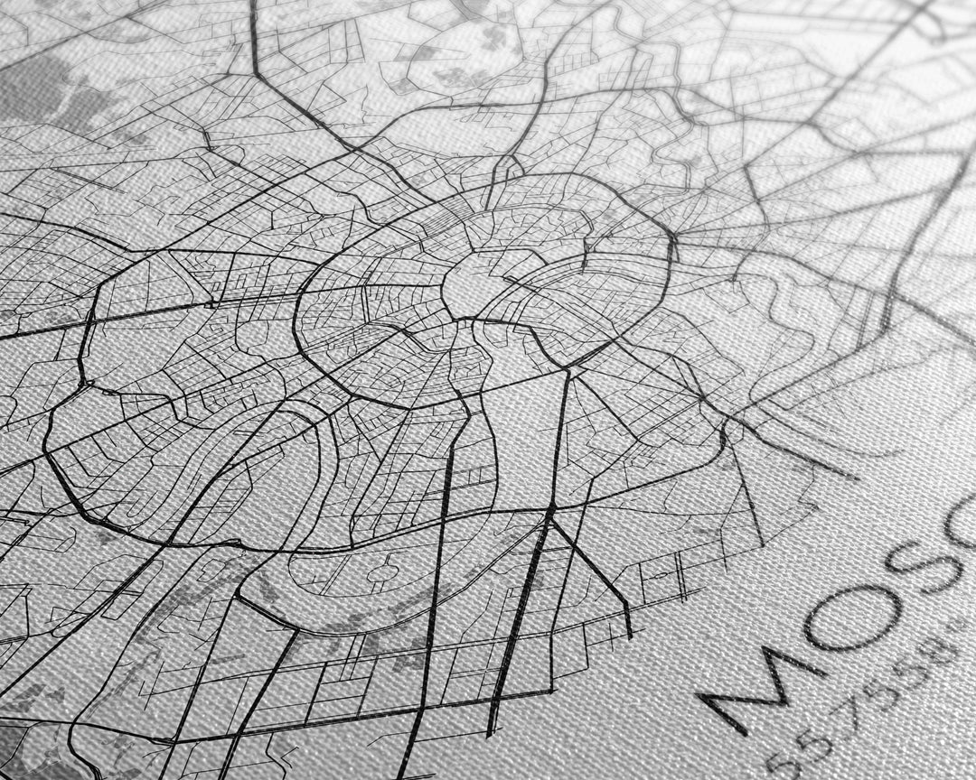 Moscow Street Map, Russia Map, Europe City Map Art, Modern Art, Wall Art, Canvas Print, Wall Art Prints, Gift For Husband, Travel Wall Décor