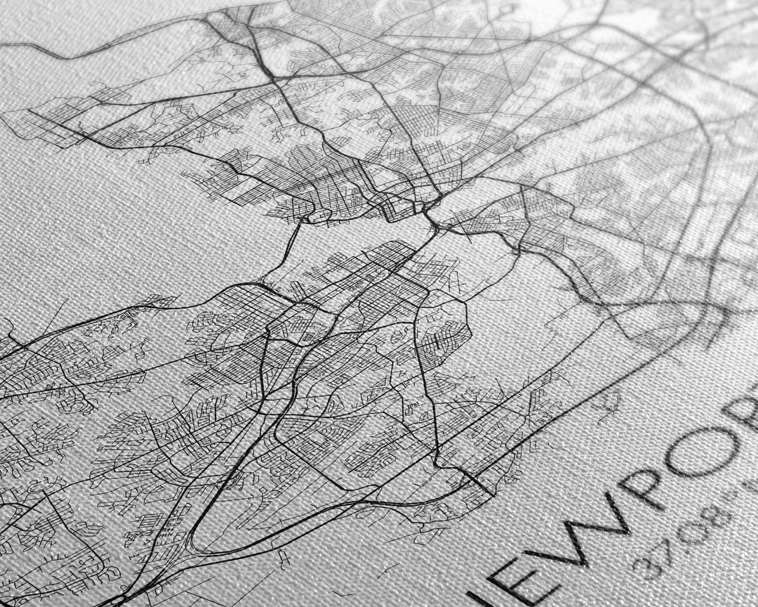 Newport News Street Map, Virginia Map, City Map Art, Modern Art, Wall Art, Canvas Print, Home Wall Décor, Girl Graduation Gift, Travel Art