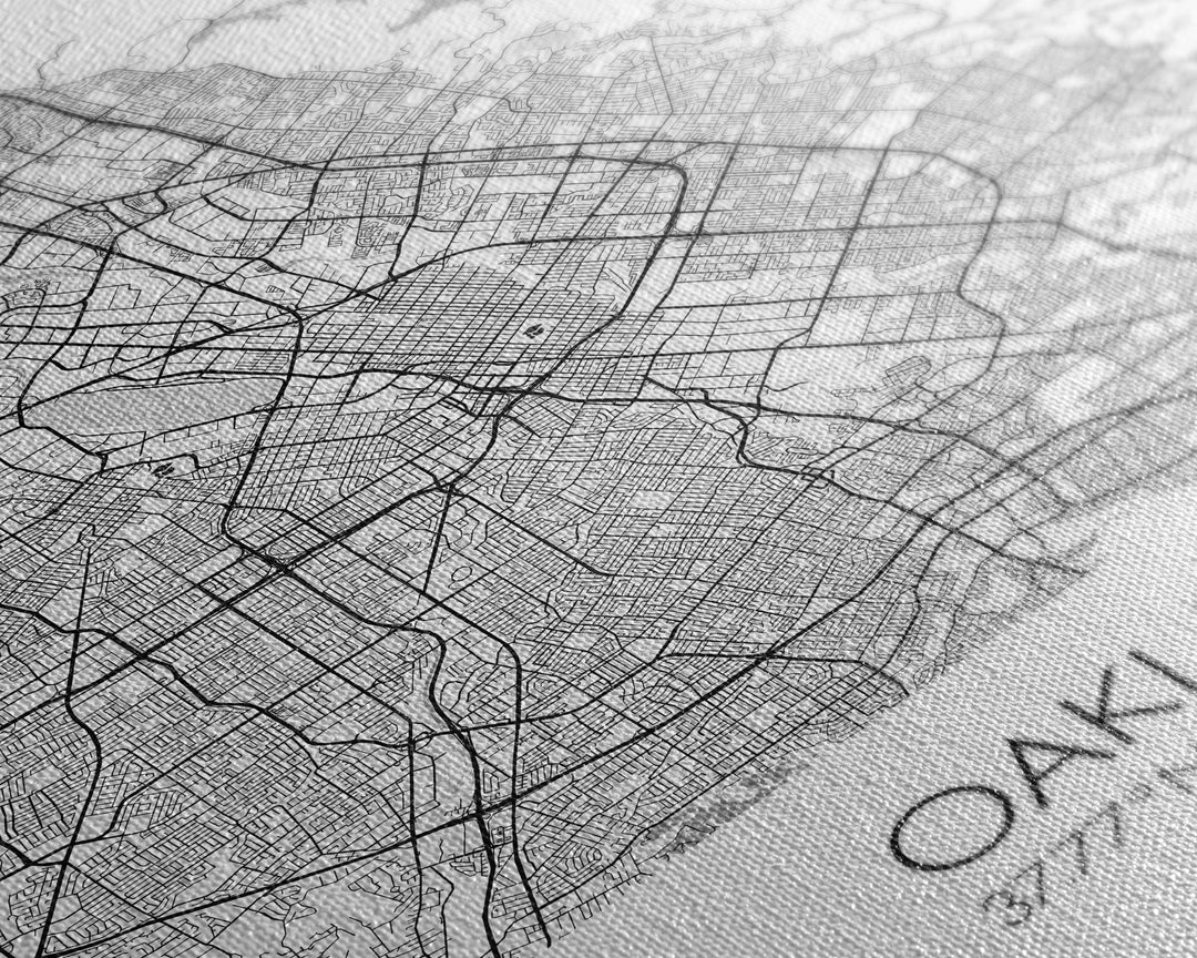 Oakland Street Map, California Map, City Map Art, Modern Art, Wall Art, Canvas Print, Living Room Art, Gift For Her, Adventure Wall Art
